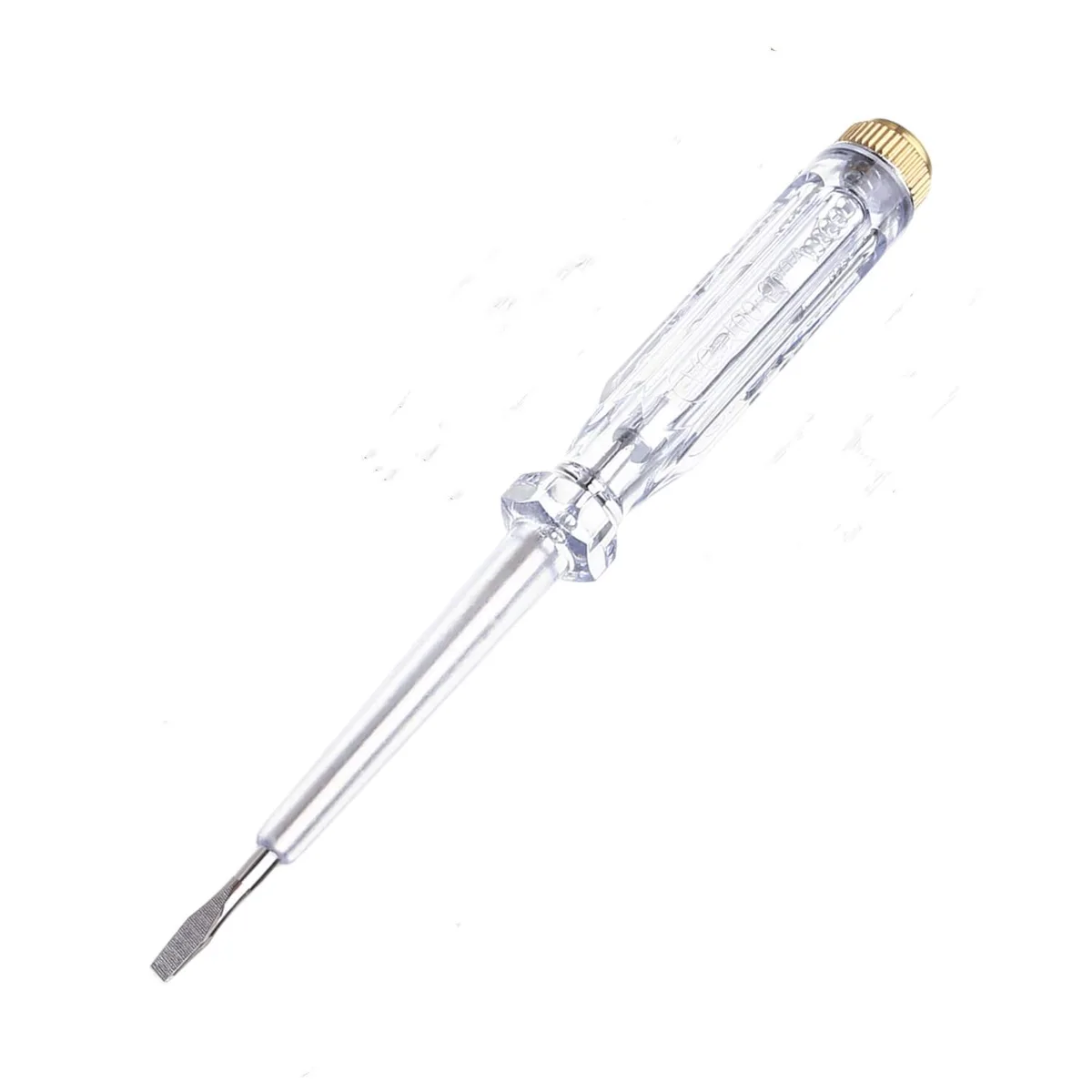Clear plastic voltage tester pen with neon tube and dual screwdriver tips
