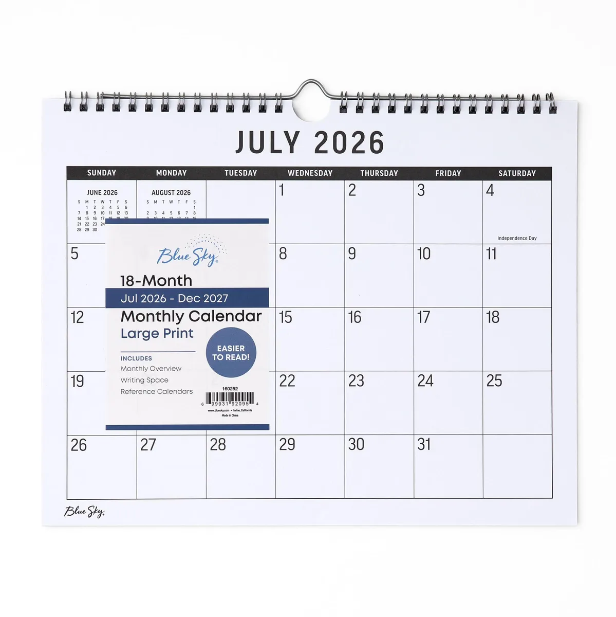  18 Month Academic Year Wall Calendar 11" x 8.75" July 2026 - December 2027 — product photo
