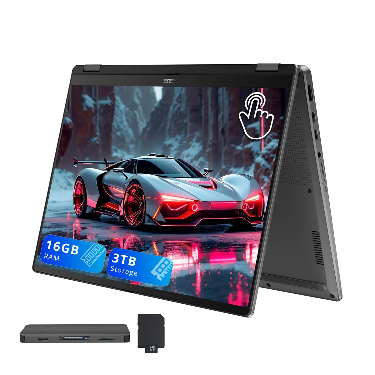 ASUS ASUS Vivobook Flip 14" OLED 2-in-1 Touchscreen Intel Core Ultra 7 256V 16GB 3TB (2TB SSD+1TB Dock) Gray — product photo