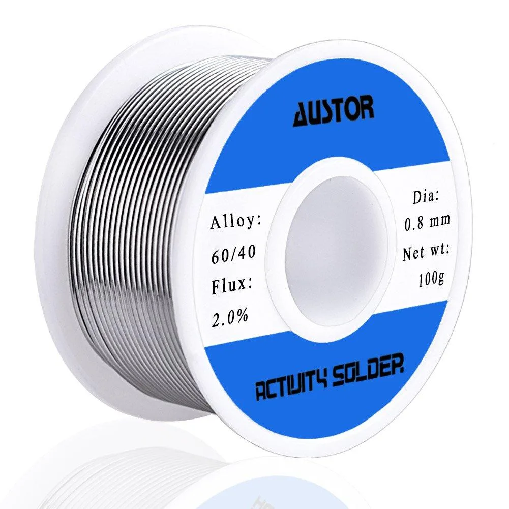  AUSTOR 60-40 Tin Lead Rosin Core Solder Wire 0.8mm 100g — product photo