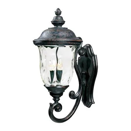 Maxim Carriage House three-light outdoor lantern, 12.5 inch oriental bronze finish with water glass panels