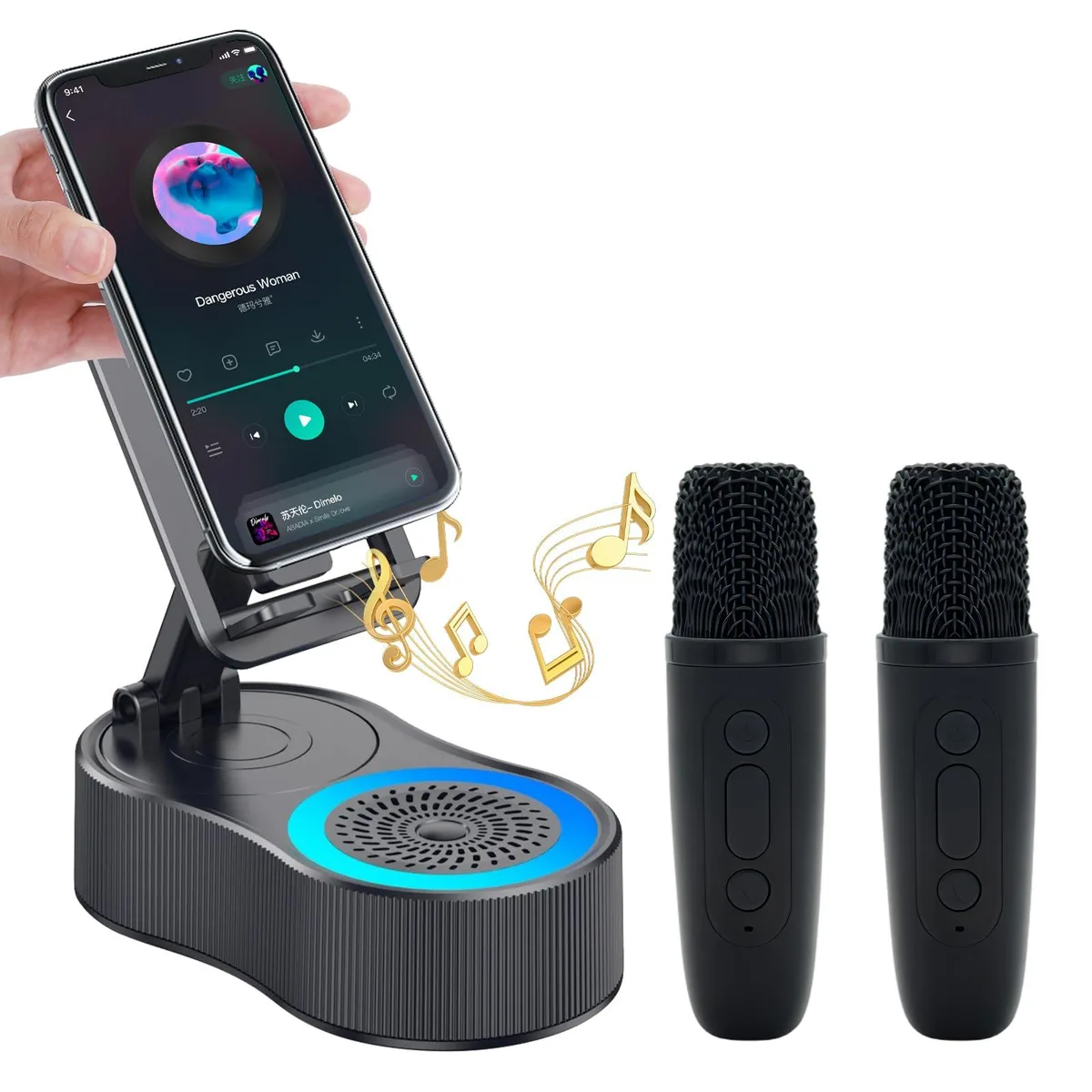  Arindar K500 5-in-1 Speaker Stand with 360° Light (Black) — product photo