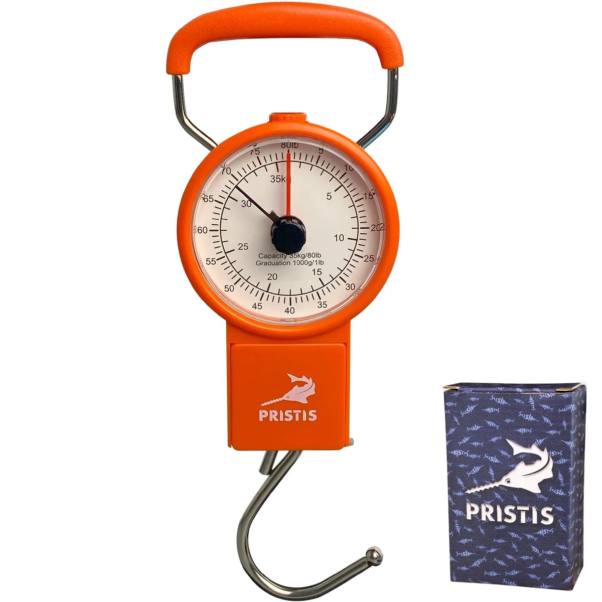 Pristis Fishing Hanging Scale 80 LB 35 kg 40 in Tape 12 Pack Orange — product photo