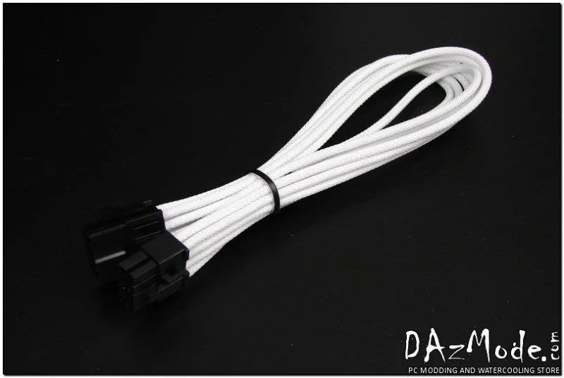 Darkside Computer Modding Darkside Computer Modding 8-Pin PCI-E 12" 30cm HSL Single Braid Extension Cable White — product photo