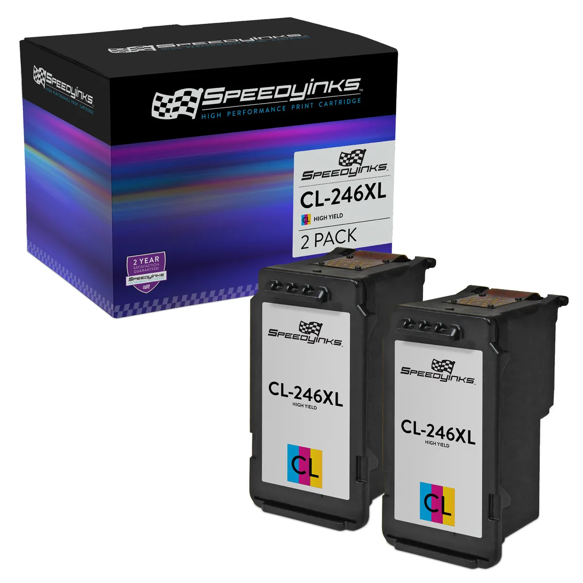 SpeedyInks SpeedyInks Remanufactured CL-246XL High Yield Color 2-Pack Ink Cartridges (Genuine Brands) — product photo