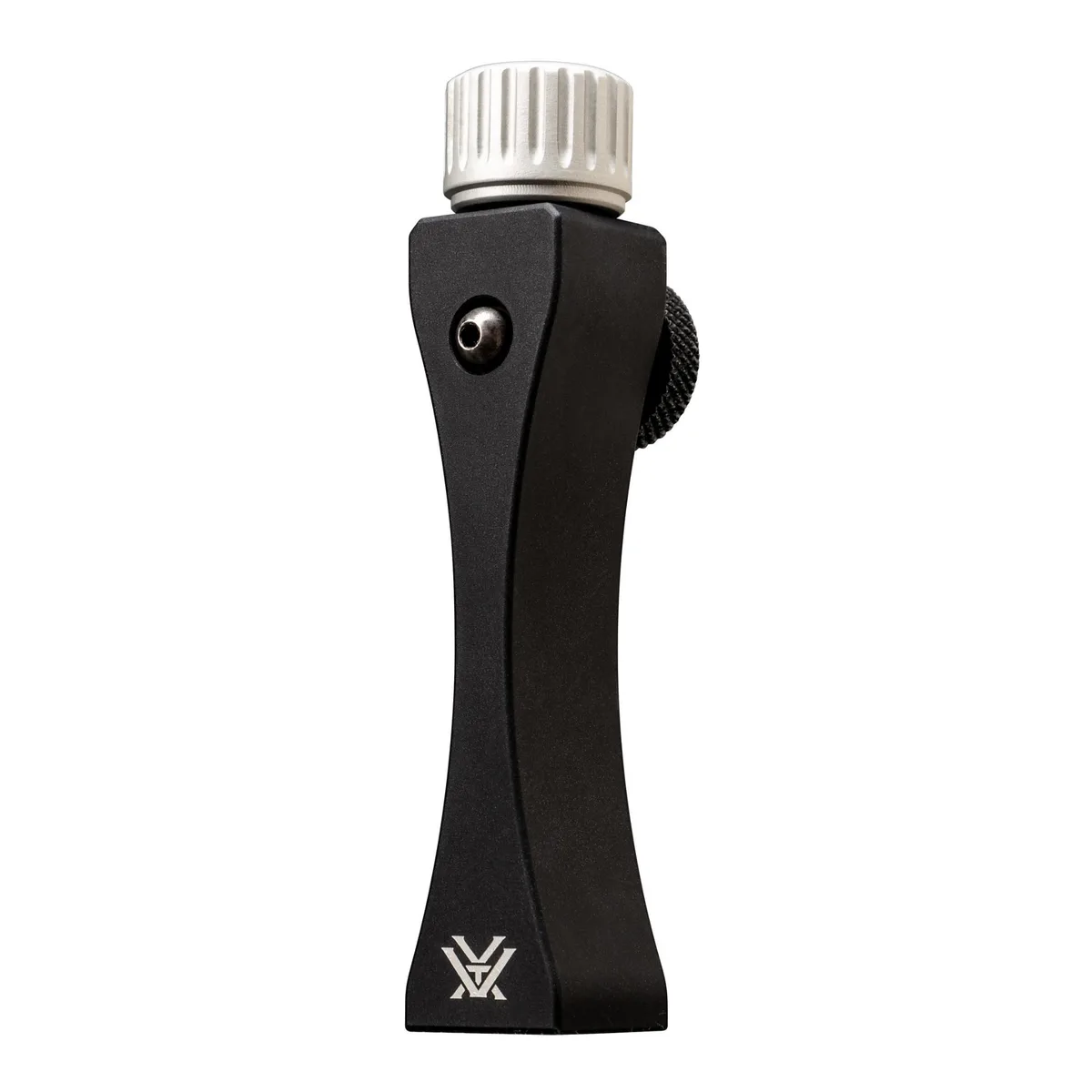 A two-part metal binocular adapter with a 1/4"-20 tripod thread
