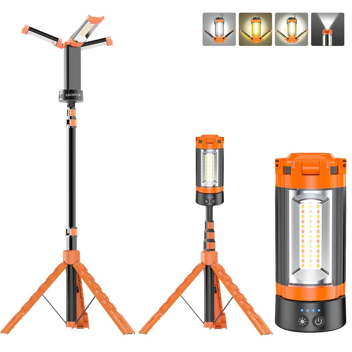Black Kaito LED flashlight with three adjustable heads on a tall tripod stand