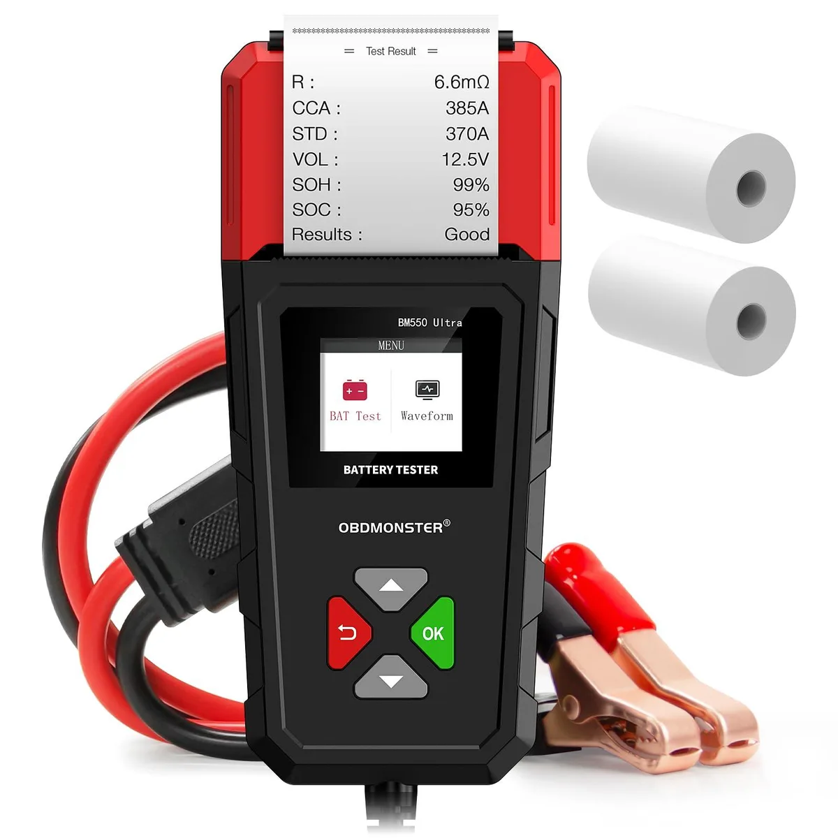 OBDMONSTER BM550U Battery Tester with Printer 6V 12V 24V — product photo