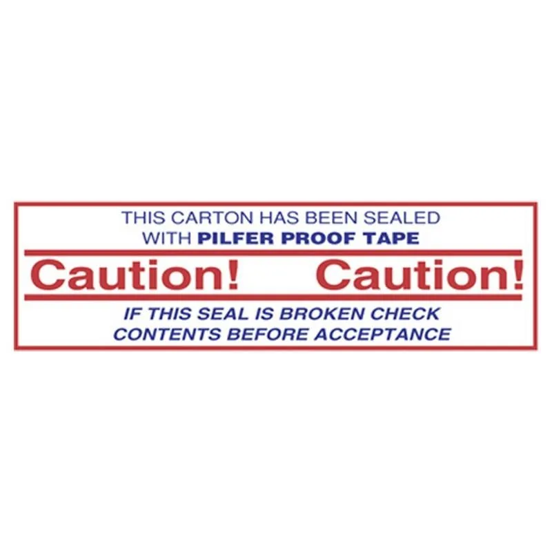 Case of six yellow polypropylene rolls printed with black Caution text