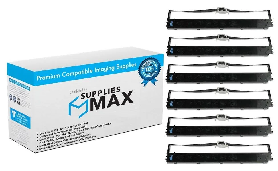 SuppliesMax SuppliesMax OKI44173406 Black Printer Ribbon 6 Pack — product photo