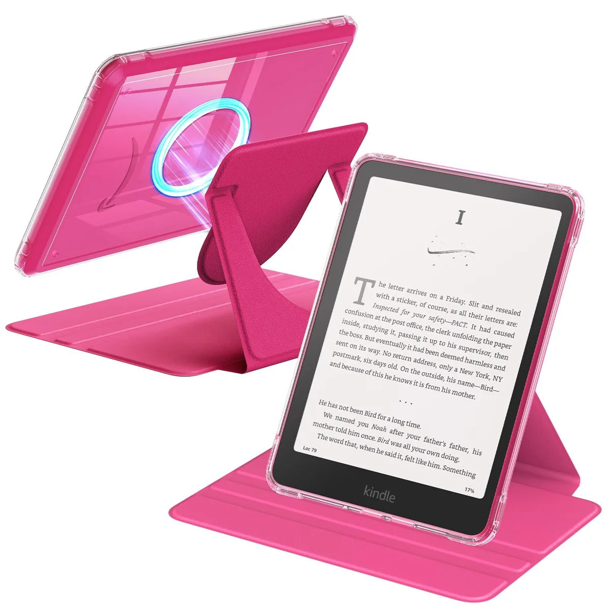 MoKo SA569P/SA568B Raspberry Case & Stand for 7" Kindle Paperwhite 12th Gen & Colorsoft 1st Gen — product photo