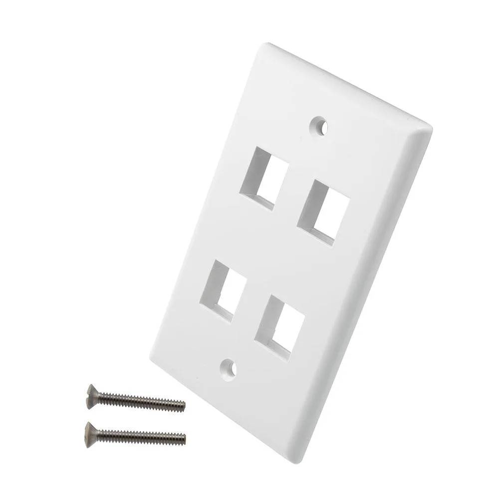 NavePoint NavePoint Snap-In Keystone Jack Wall Plate 4-Port White 10-Pack — product photo