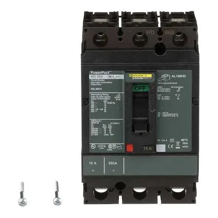 SQUARE D SQUARE D HDL36015 POWERPACT H Circuit Breaker 15A 3 Pole — product photo