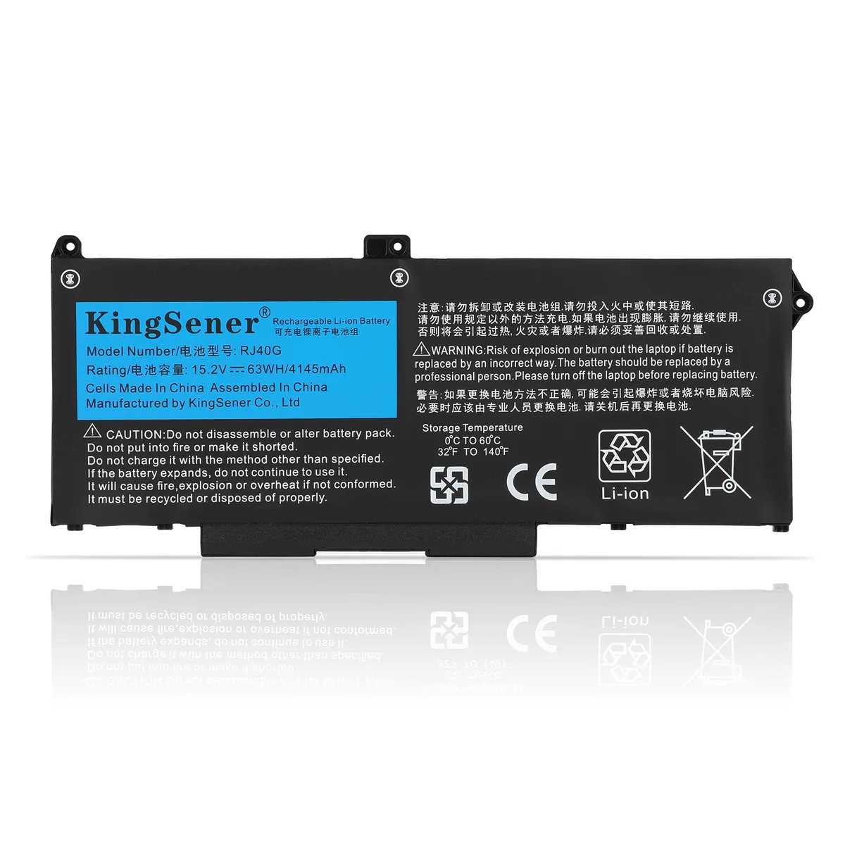 KingSener KingSener RJ40G laptop battery 15.2V 63WH for Dell Precision 3560 — product photo