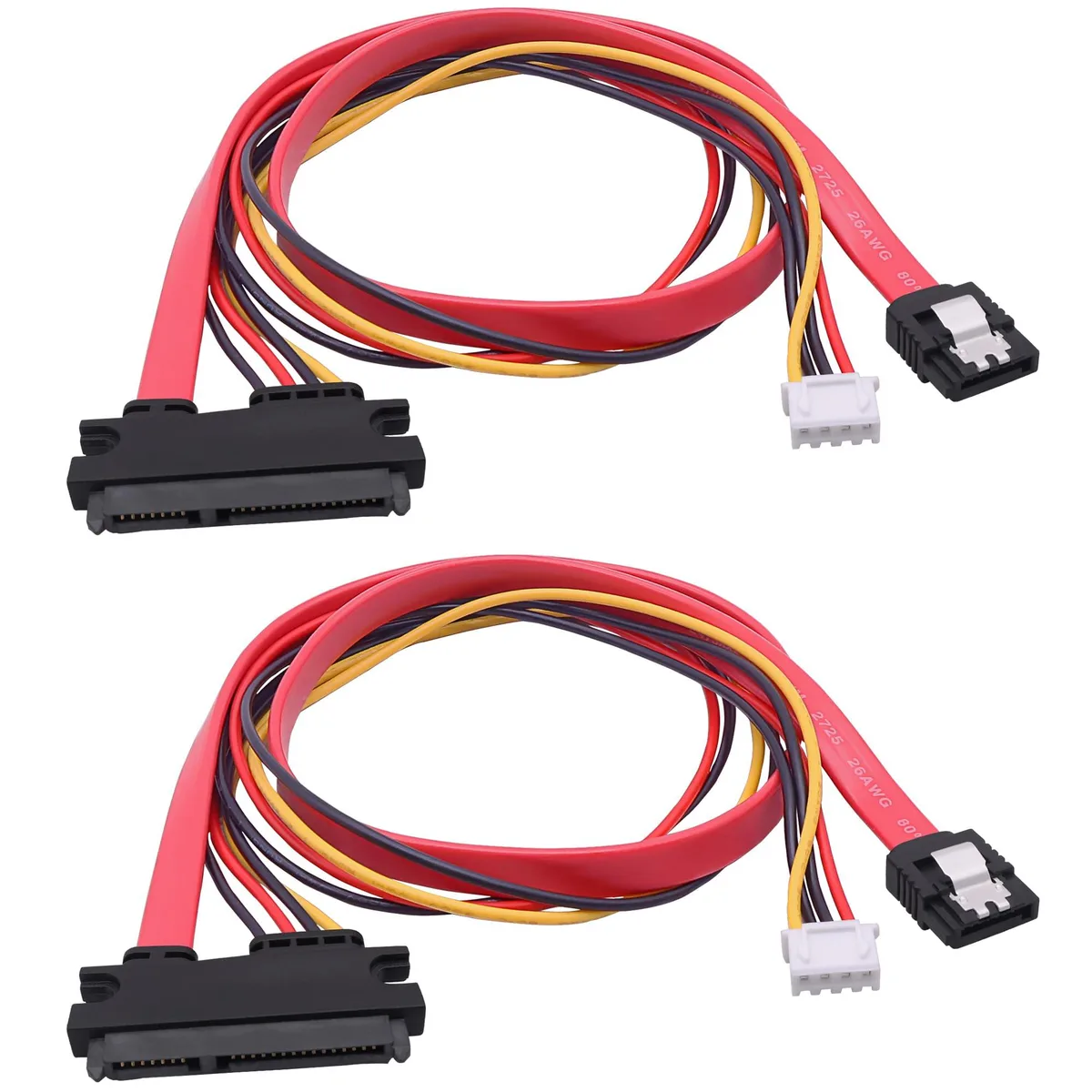 Vszerda Vszerda SATA 22Pin 7+15 to 7Pin + XH2.54 4Pin Combo Cable 50cm 2pcs — product photo