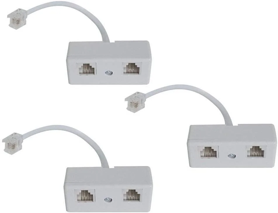 EVESKY EVESKY 3PCS 2-Way RJ11 6P4C Adapter Splitter 12cm Cable Kit — product photo