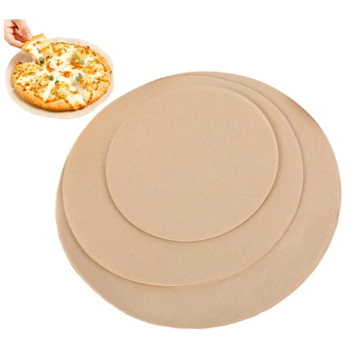  ZENSEWEN ZSWHBZ Unbleached Parchment Paper Rounds 150 Sheets 6 8 10 Inch — product photo