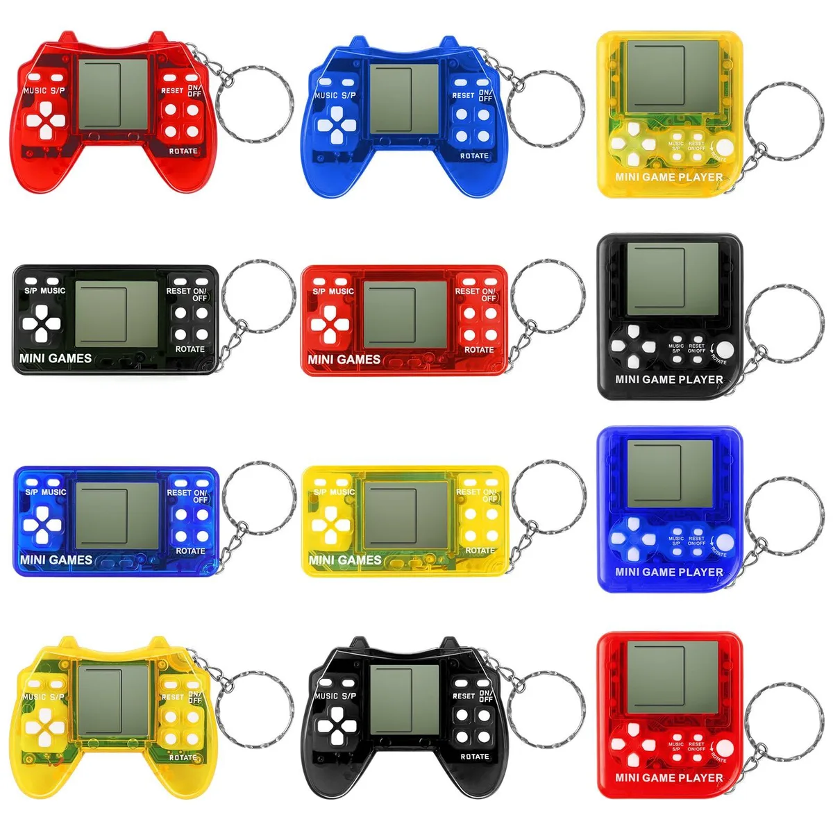  ZCOINS 869 12 mini arcade keychains 26 games 99 levels — product photo