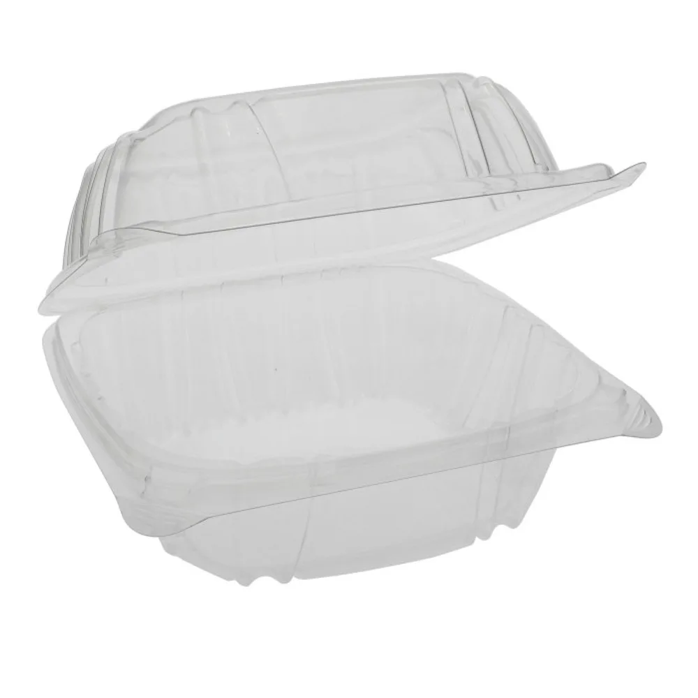 Pactiv Pactiv YCI821600000 Clear Hinged Lid Container 5.74 x 5.95 x 3.1 500/Carton — product photo