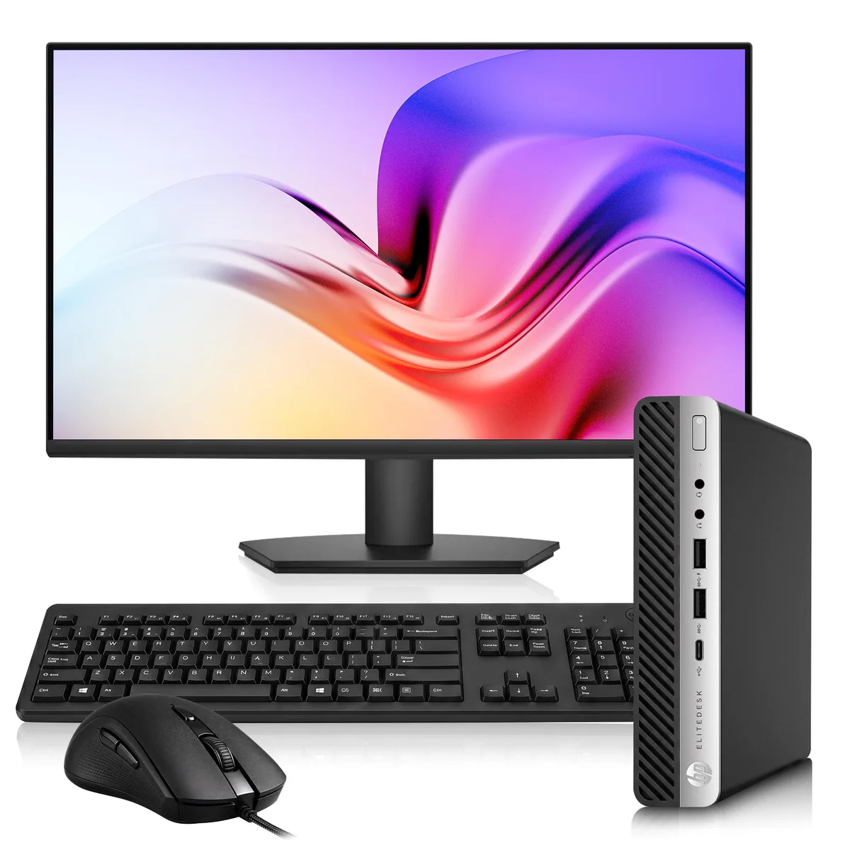 HP HP EliteDesk 800 G4 Mini PC i5-8500T 16GB DDR4 128GB SSD 24" Monitor Win 11 Pro — product photo