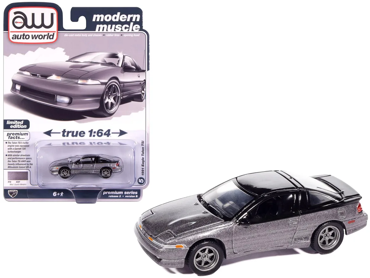 auto world Auto World 1991 Eagle Talon TSi 1/64 Diecast Medium Quartz Metallic Black Top — product photo