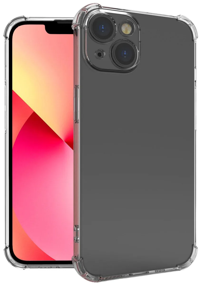 Clear flexible TPU gel case for iPhone 14 with raised camera protection
