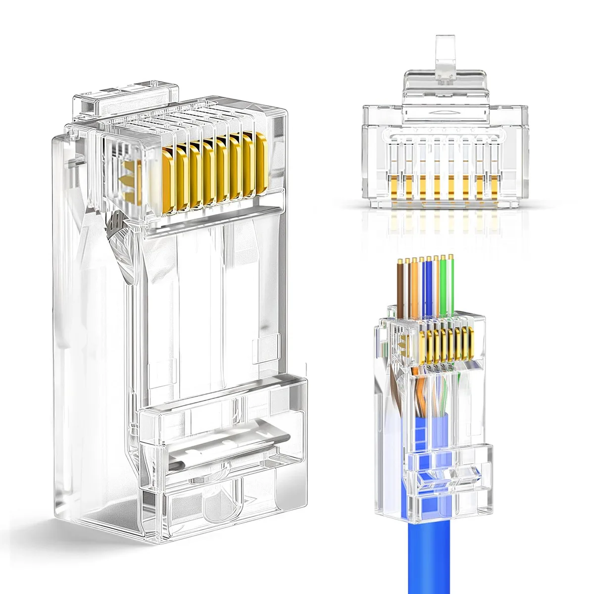  Zebra Cat6 RJ45 Pass-Through Connectors 50 Pack AW241126 — product photo