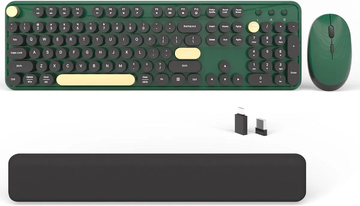 TUKO TUKO Wireless Keyboard &amp; Mouse Combo 104 Keys Dark Green — product photo