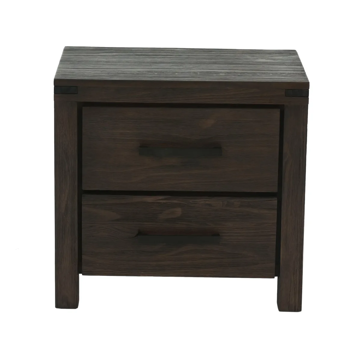 Rectangular solid wood nightstand in espresso finish with a single drawer and bar handle