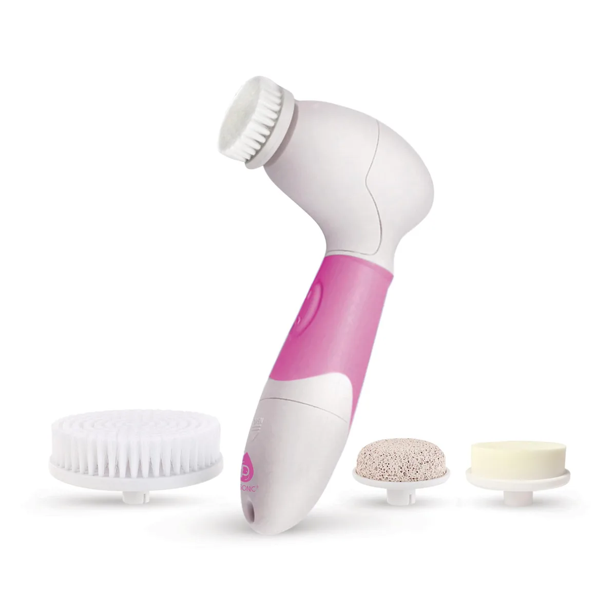 Pursonic Pursonic Waterproof Facial Cleansing Brush Pink 360-degree rotation four attachments — product photo