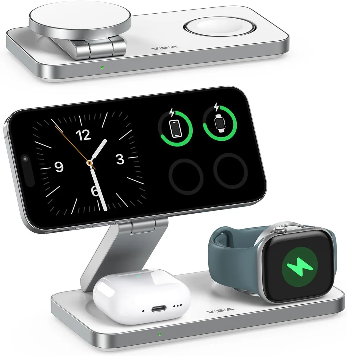 FLEANE FLEANE 3-in-1 Foldable Magnetic Wireless Charger Stand White — product photo