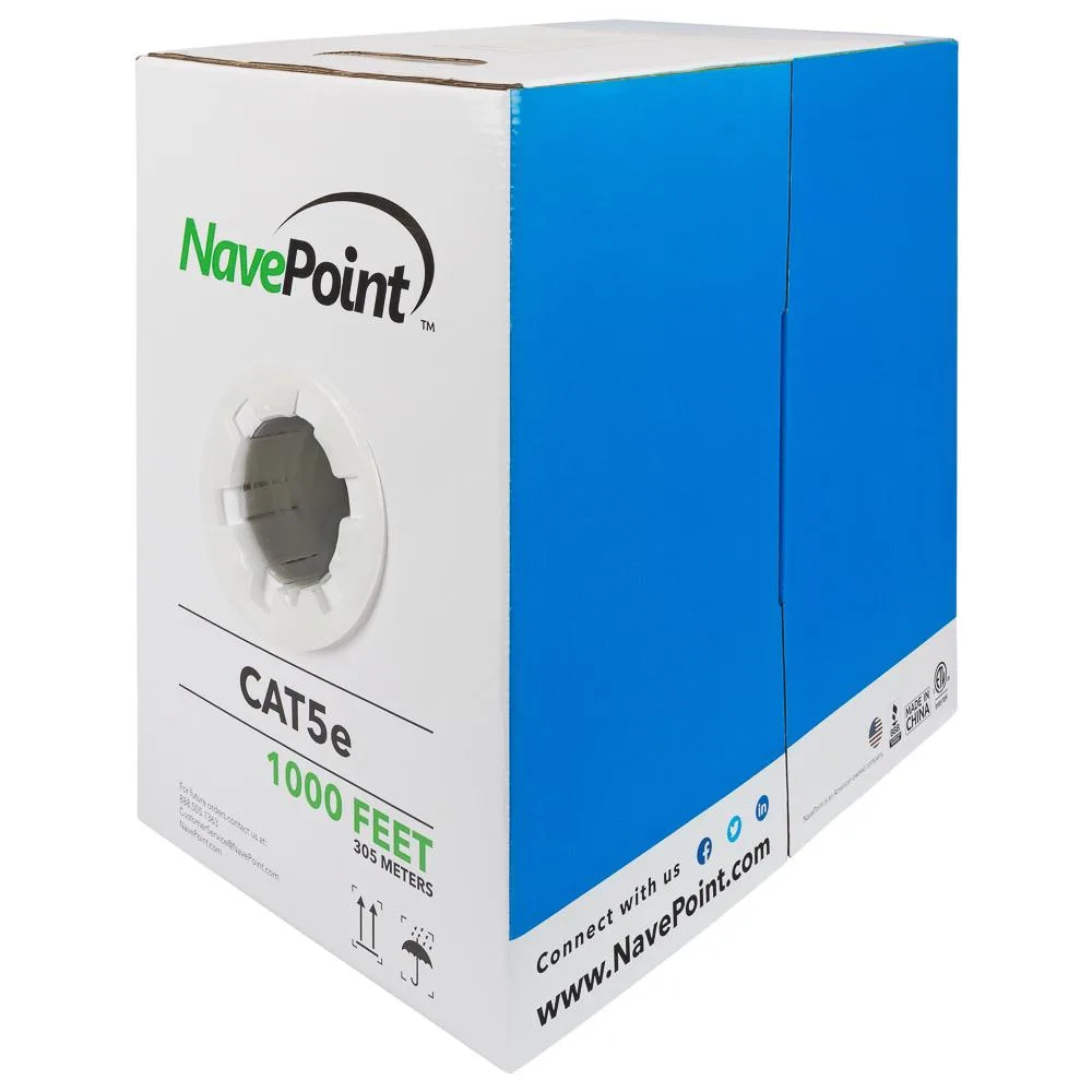 NavePoint NavePoint CAT5e CMR Riser UTP 24AWG 350MHz 1000ft White Bulk network ethernet cable — product photo