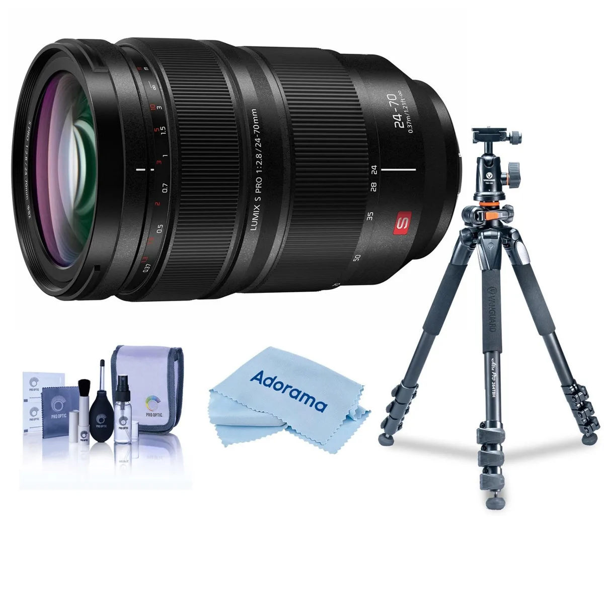 Panasonic Panasonic LUMIX S PRO 24-70mm f/2.8 Lens Bundle with Vanguard Alta Pro 264AT Tripod — product photo