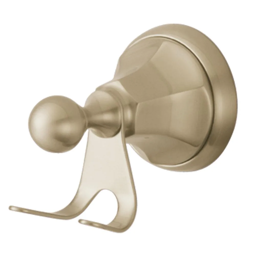 A single brass robe hook in satin nickel finish