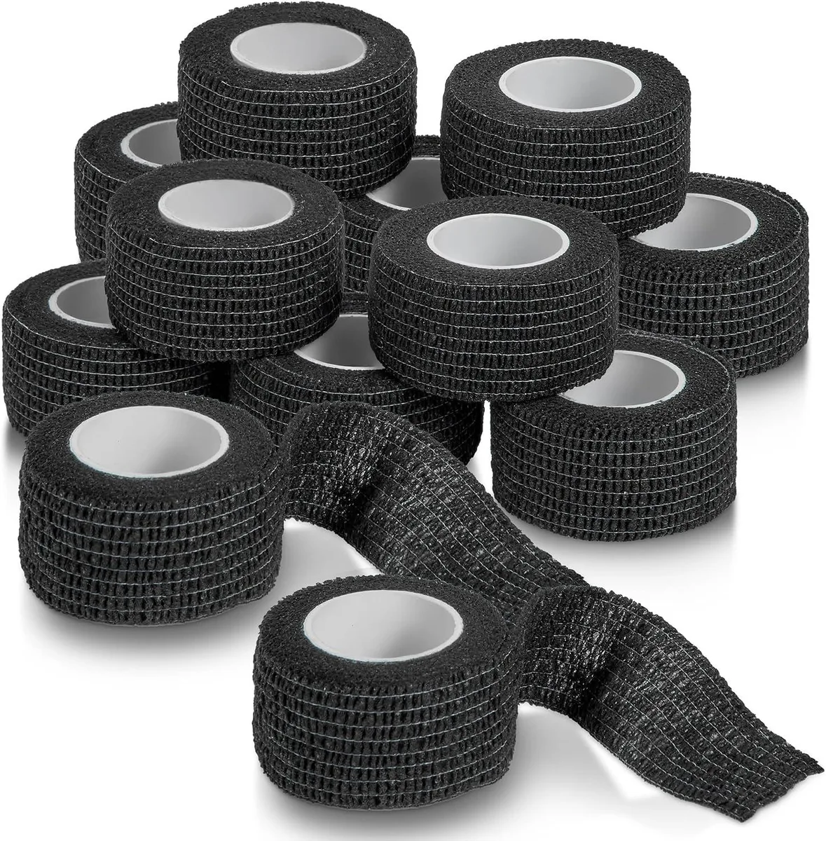 MEDca MEDca Self-Adherent Cohesive Bandage Wrap 12 Rolls Black 1 in x 5 Yards First Aid — product photo