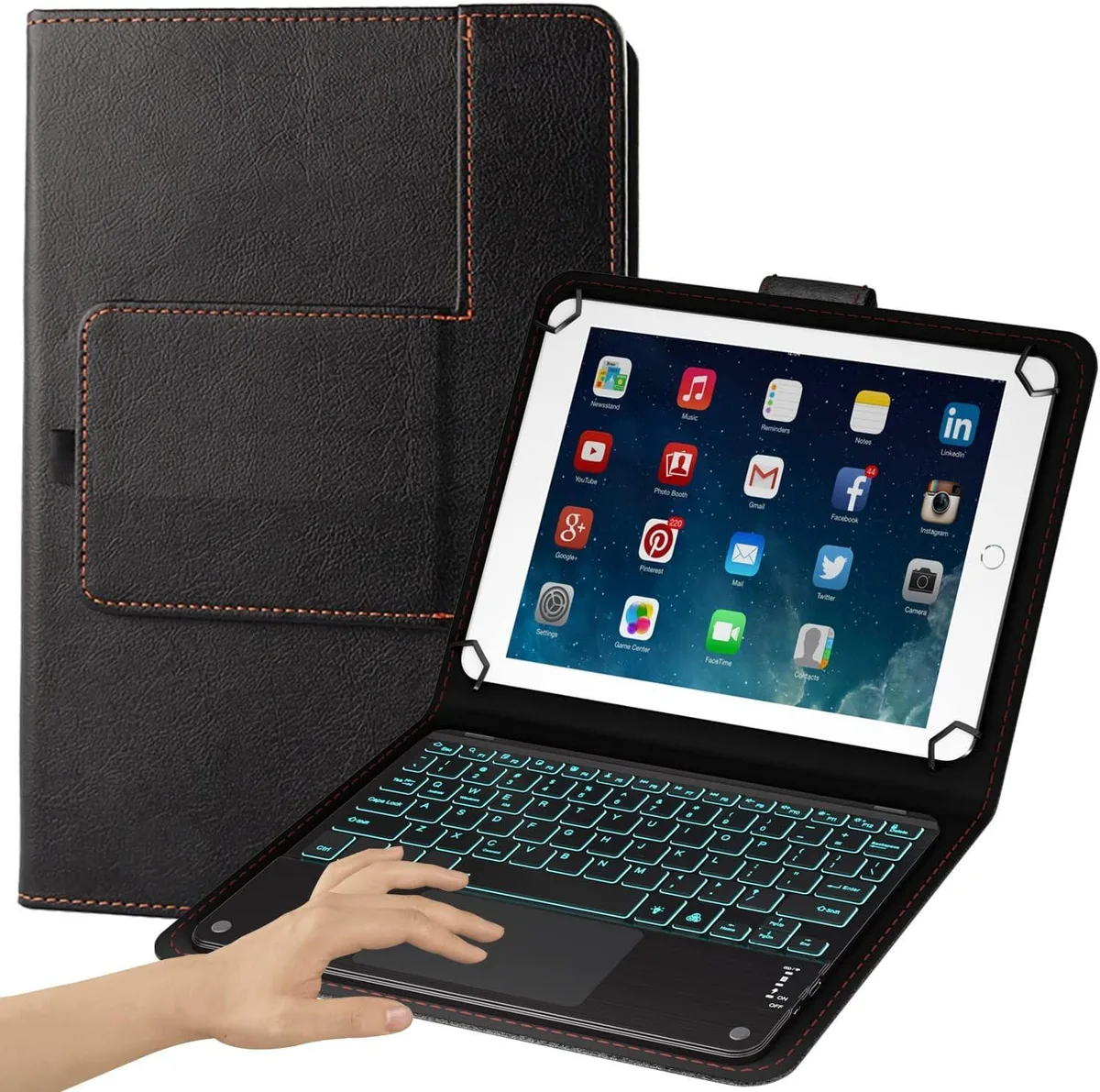 Werleo Werleo Universal Wireless Keyboard Case 7-8 inch Touchpad 7 Colors Backlit Leather Folio Cover — product photo