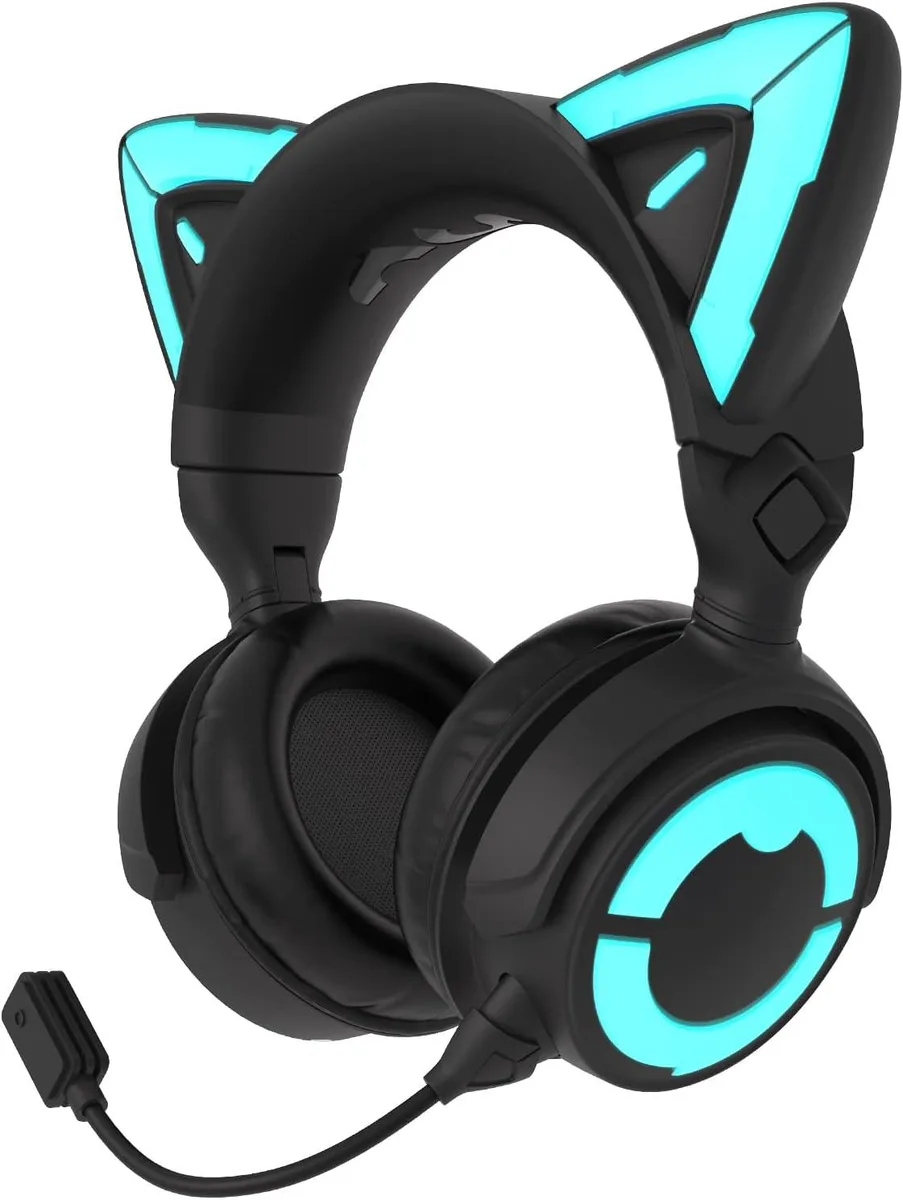 YOWU YOWU RGB Cat Ear Headphone 4 Wireless Wired Headset Black — product photo