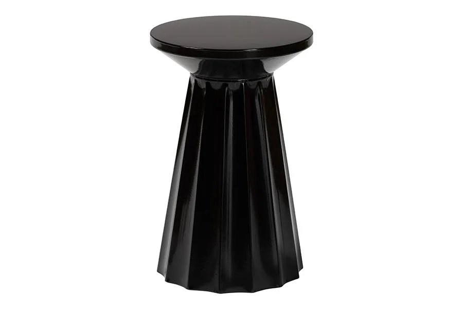 Baxton Studio Baxton Studio Ulmer Metal Scalloped Side Table, Black, 11.80" W x 11.80" D x 16.90" H — product photo