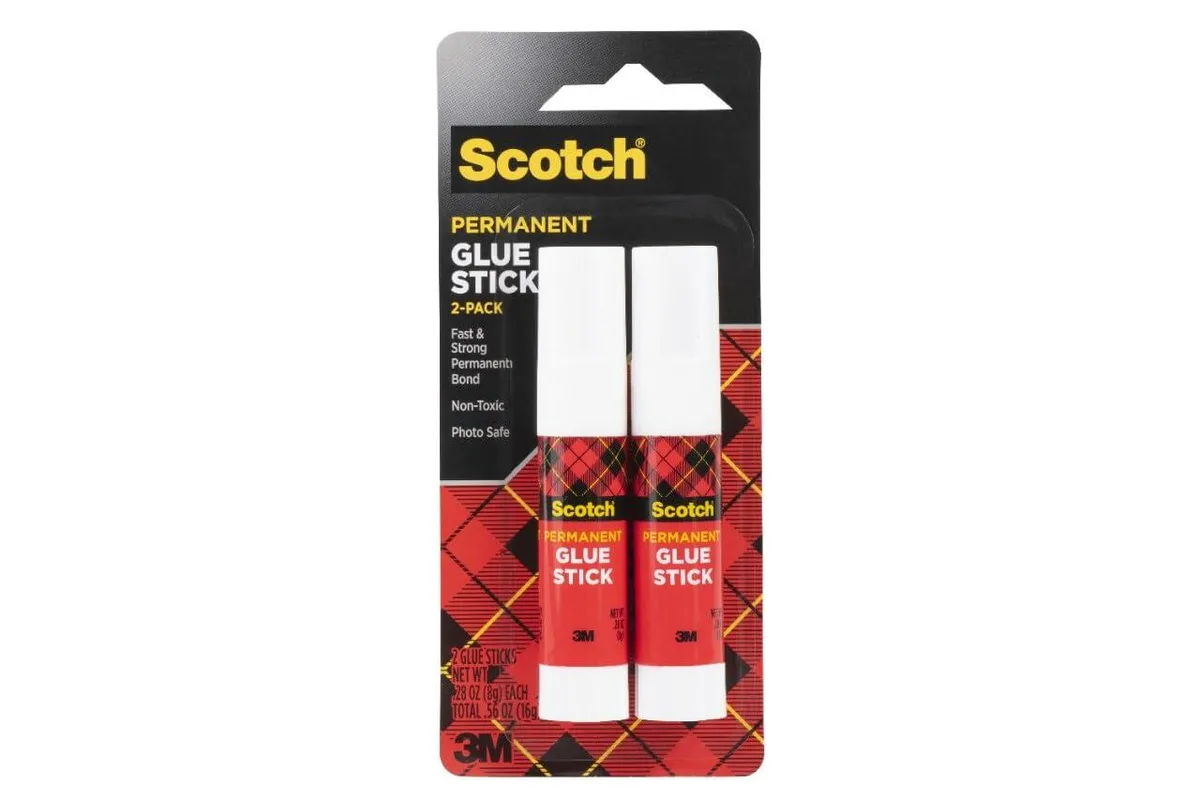Two clear glue sticks in twist-up tubes, sealed in retail packaging