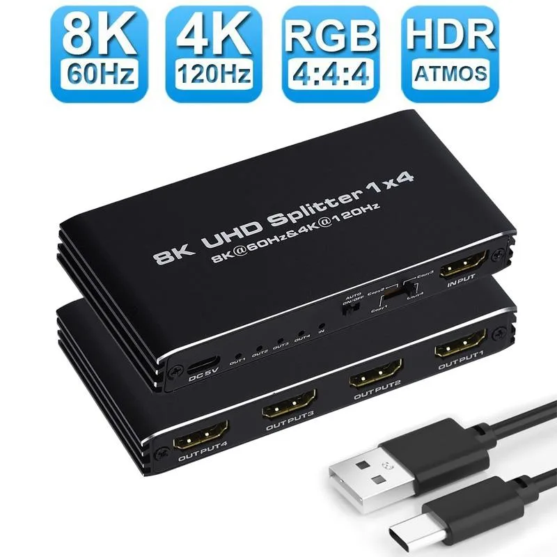 ESTONE ESTONE OZF8K3 8K HDMI Splitter 1x4 48Gbps 8K60Hz 4K120Hz — product photo