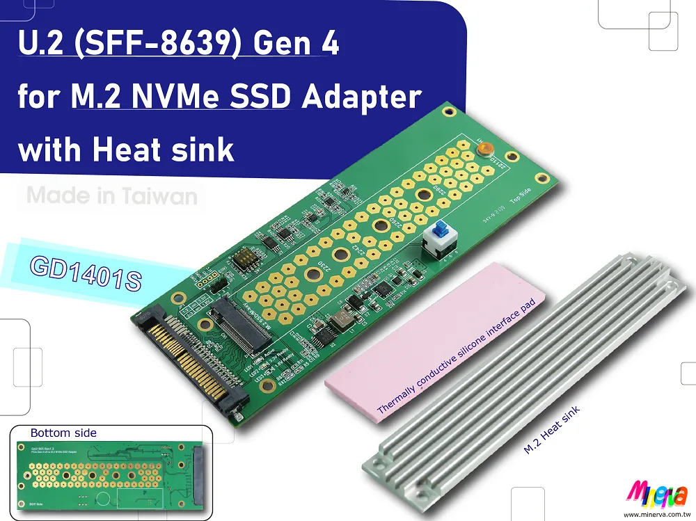 Innocard Innocard U.2 PCIe 4.0 to M.2 22x110mm gender changer with Hot Plug Power protection IC — product photo