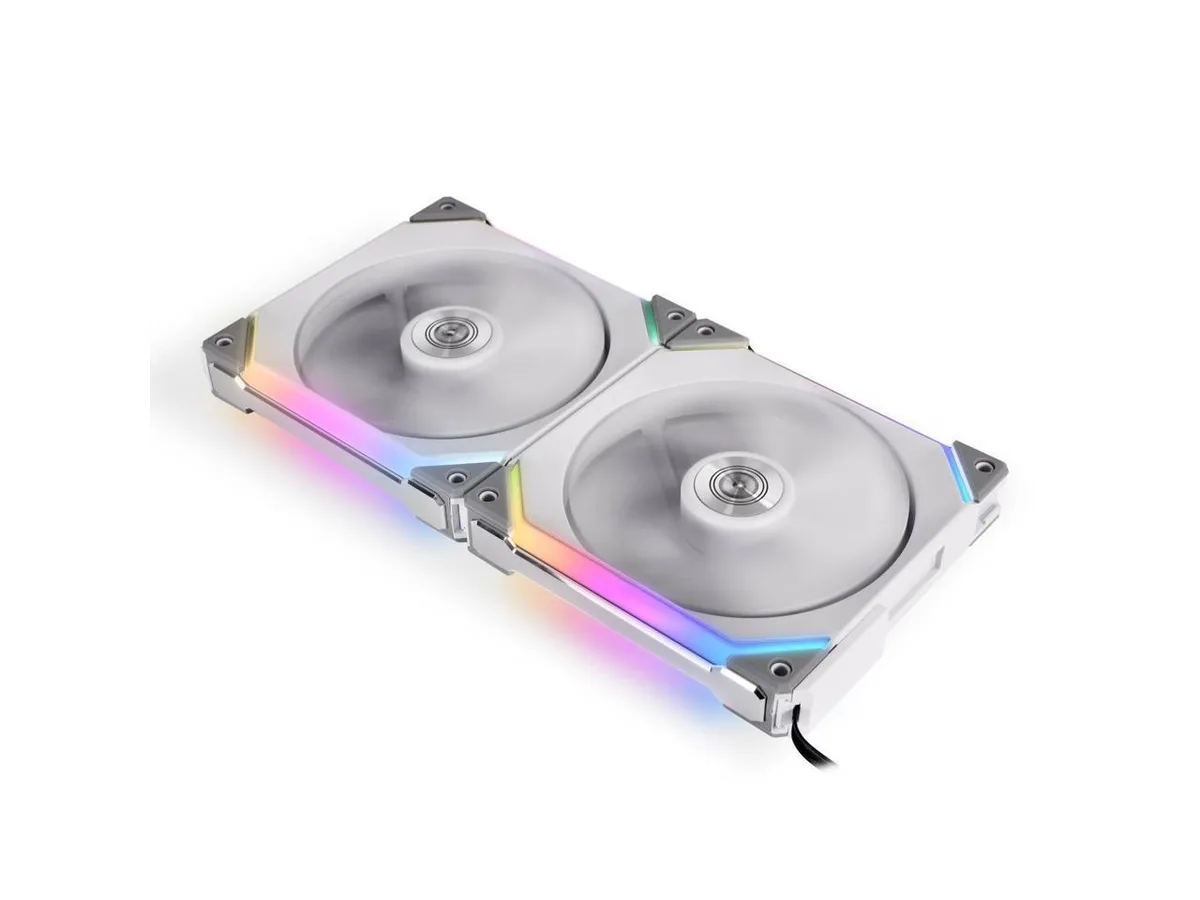Two white 14cm case fans with controller