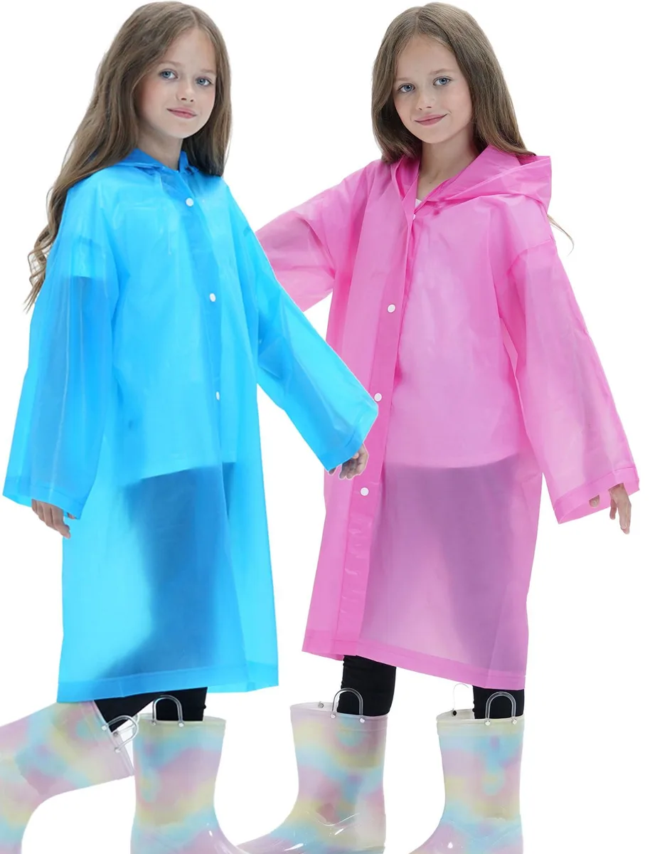 Borogo 2-Pack EVA Rain Ponchos Blue Toddler 135cm 43in 26in 41in 15in 18in 13in 0.15mm — product photo