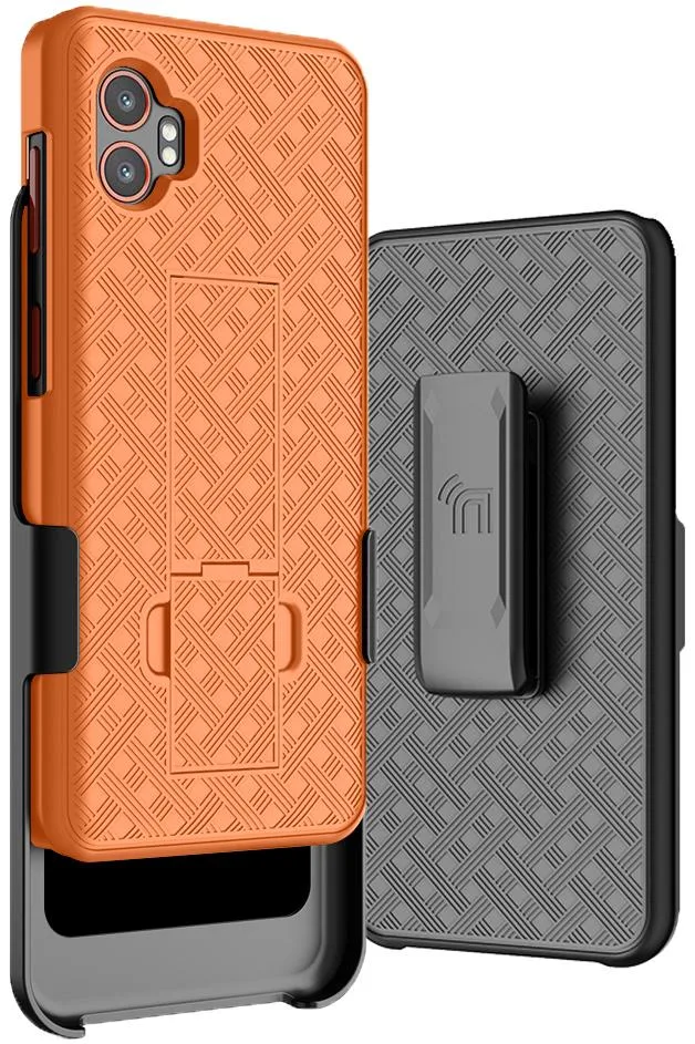 Nakedcellphone Nakedcellphone Slim Hard Case with Stand &amp; Belt Clip Holster for Galaxy XCover 7/6 Pro – Orange — product photo