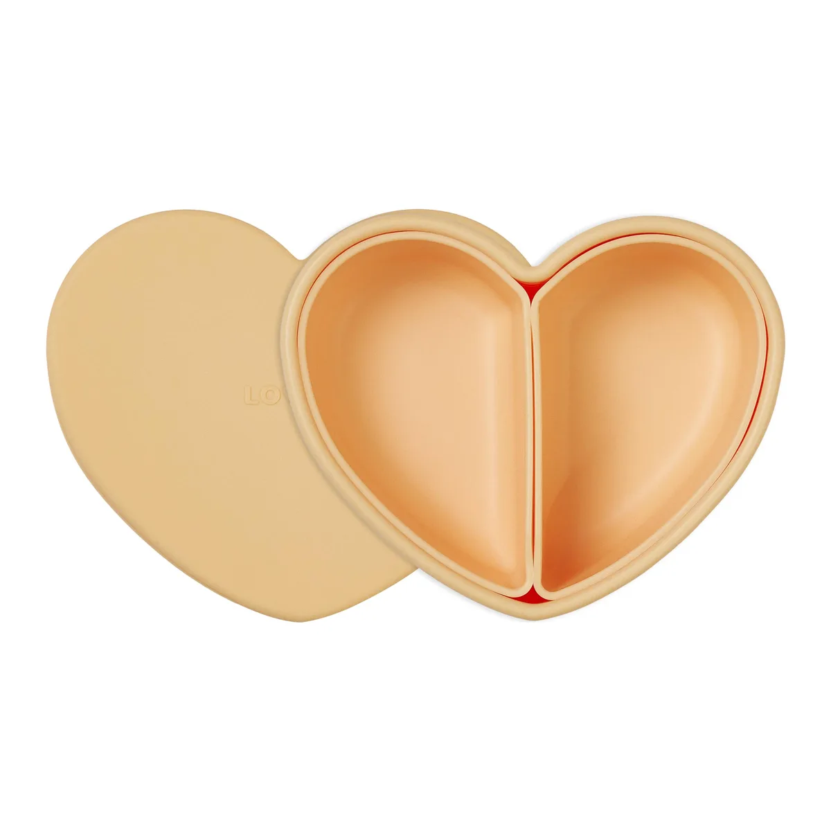 Hitrons Solutions Hitrons Solutions LOVEAT Heart Baby Lunch Box 15.2 fl oz (450 ml) Silicone Suction Divided Plate Butter Yellow — product photo