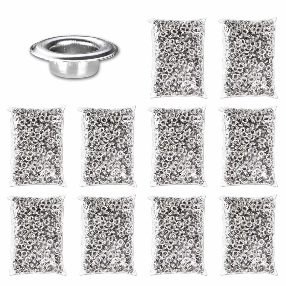 Yescom USA, Inc. Yescom USA, Inc. 25GME004-10MM-NKLX10 10000 pcs #2 Nickel Grommets 10mm 19mm 6mm — product photo