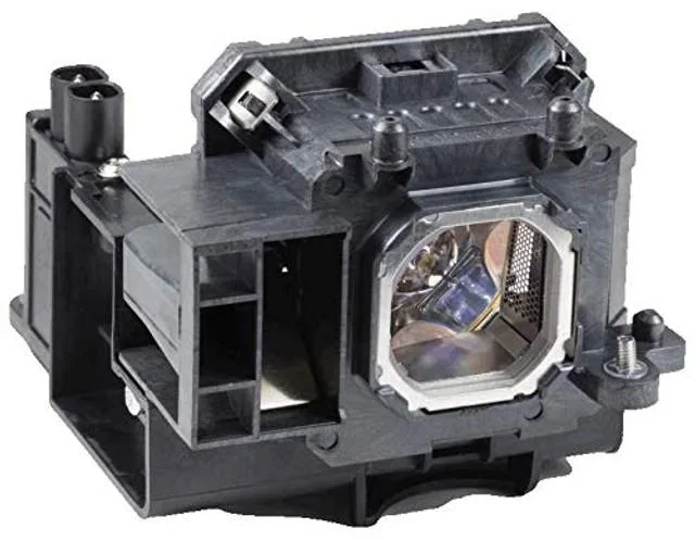 Projector lamp module in black plastic housing with integrated bulb and connector