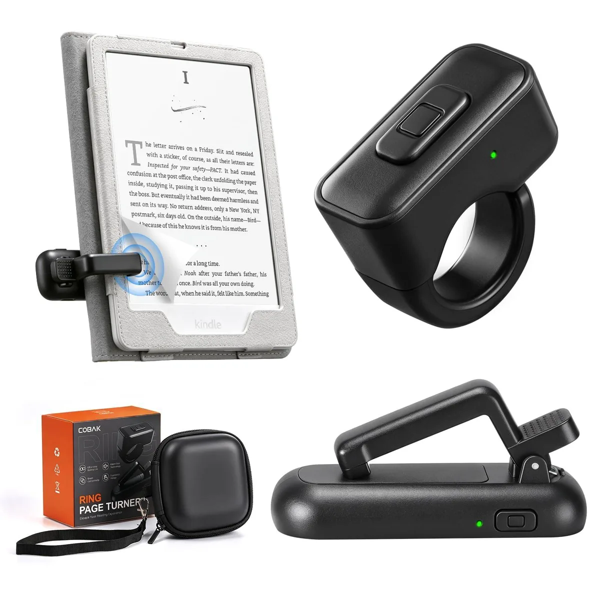  CoBak Page Turner Ring Black Touch Control Radio Frequency 3 miles with Storage Case — product photo