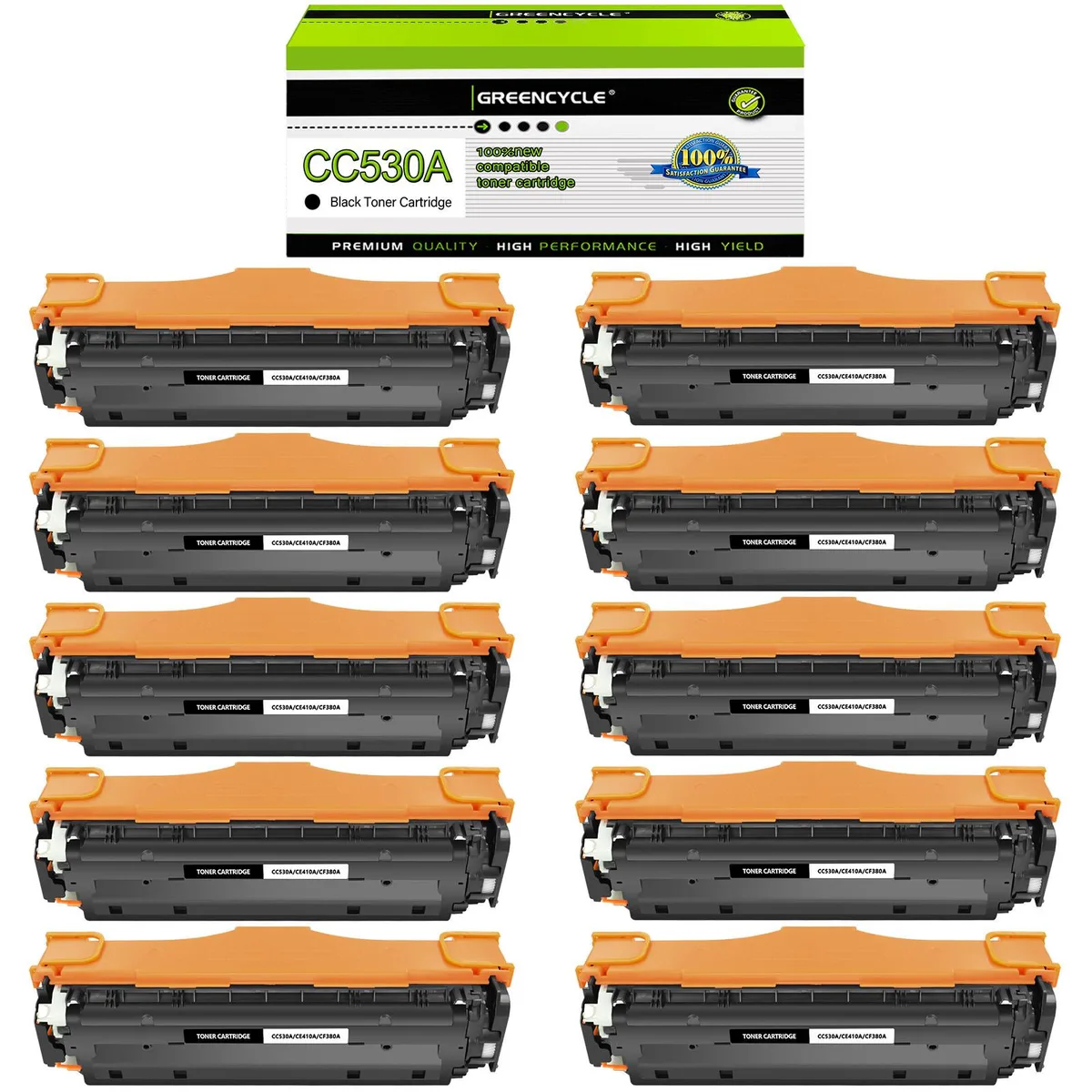 GREENCYCLE GREENCYCLE 10 Pack 304A CC530A Black Toner Cartridge — product photo