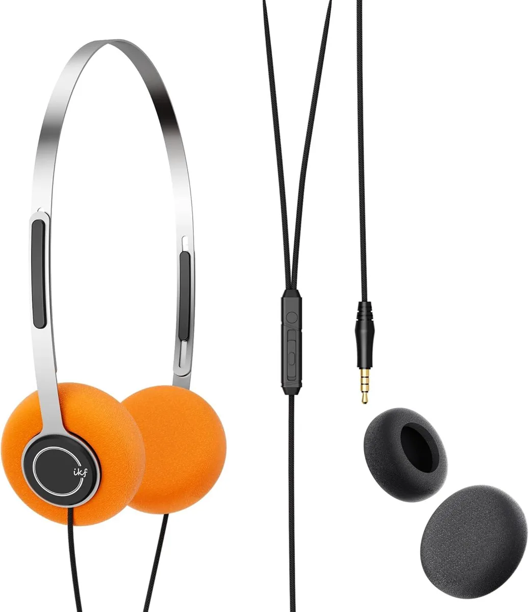 TUKO TUKO Y3 Wired Headphones Retro Orange Ear Pads 3.5mm Jack — product photo